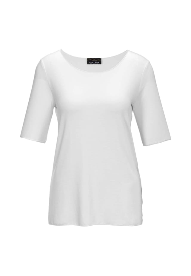 

Короткий размер: универсальная рубашка с коротким рукавом и тональным декоративным краем. Goldner, белый