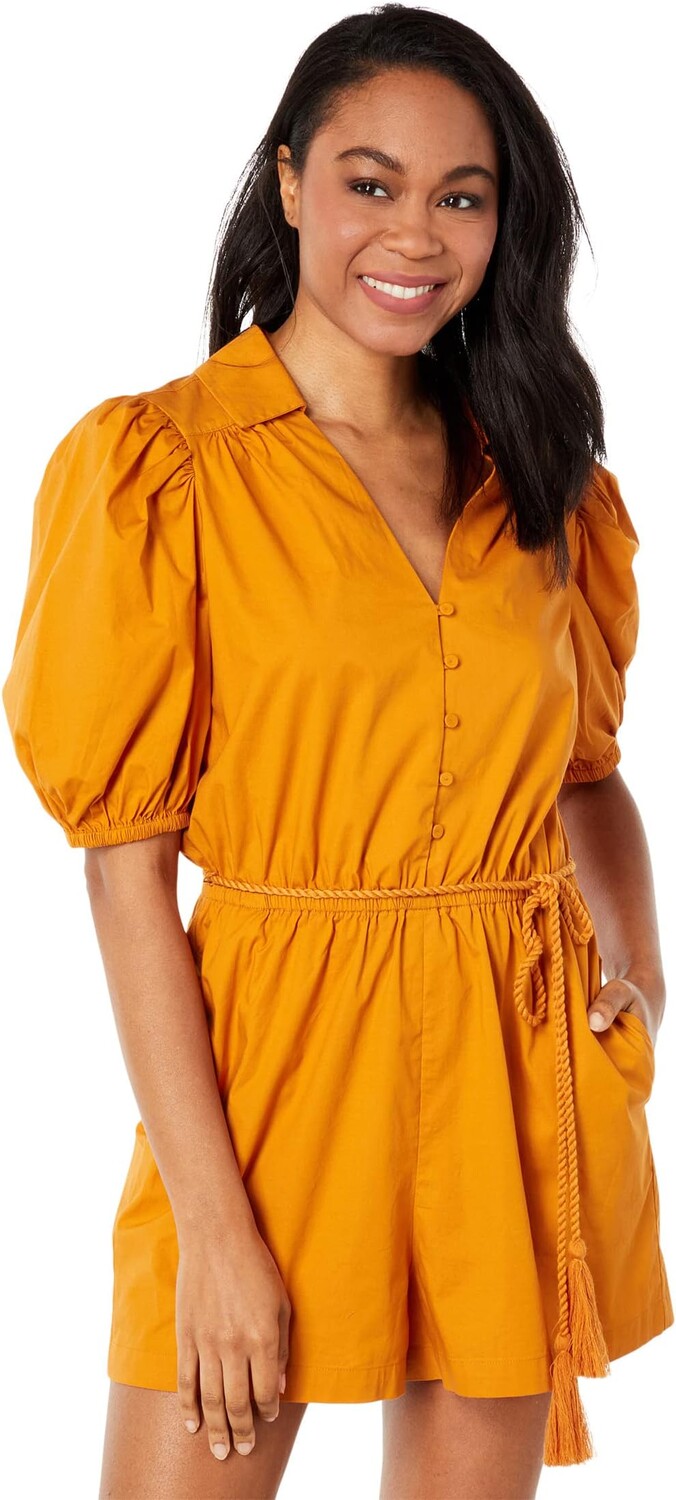 

Комбинезон BCBGMAXAZRIA Puff Sleeve Romper, цвет Golden Oak