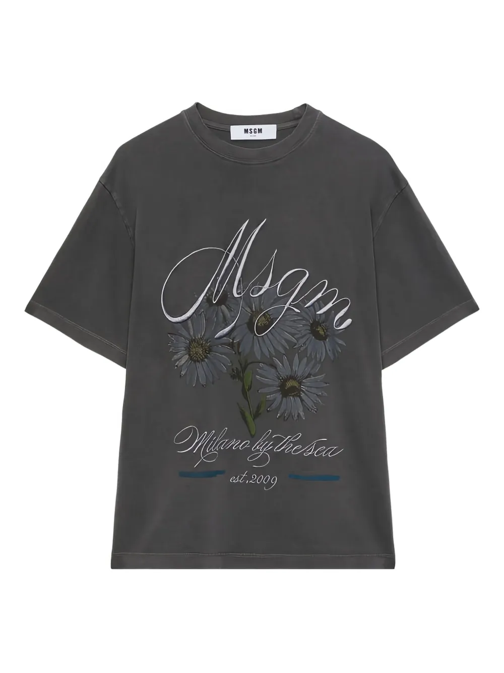 

Футболка с цветочным принтом Msgm, серый