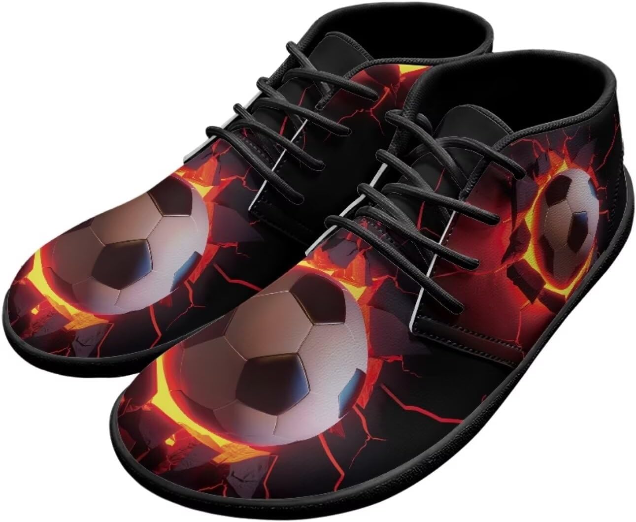 

Мужские босоножки UNICEU с широкой передней частью стопы, обувь с нулевым перепадом подошвы, дышащие прогулочные туфли, мягкая повседневная и деловая обувь, кроссовки-тренеры, Fire Flame Soccer
