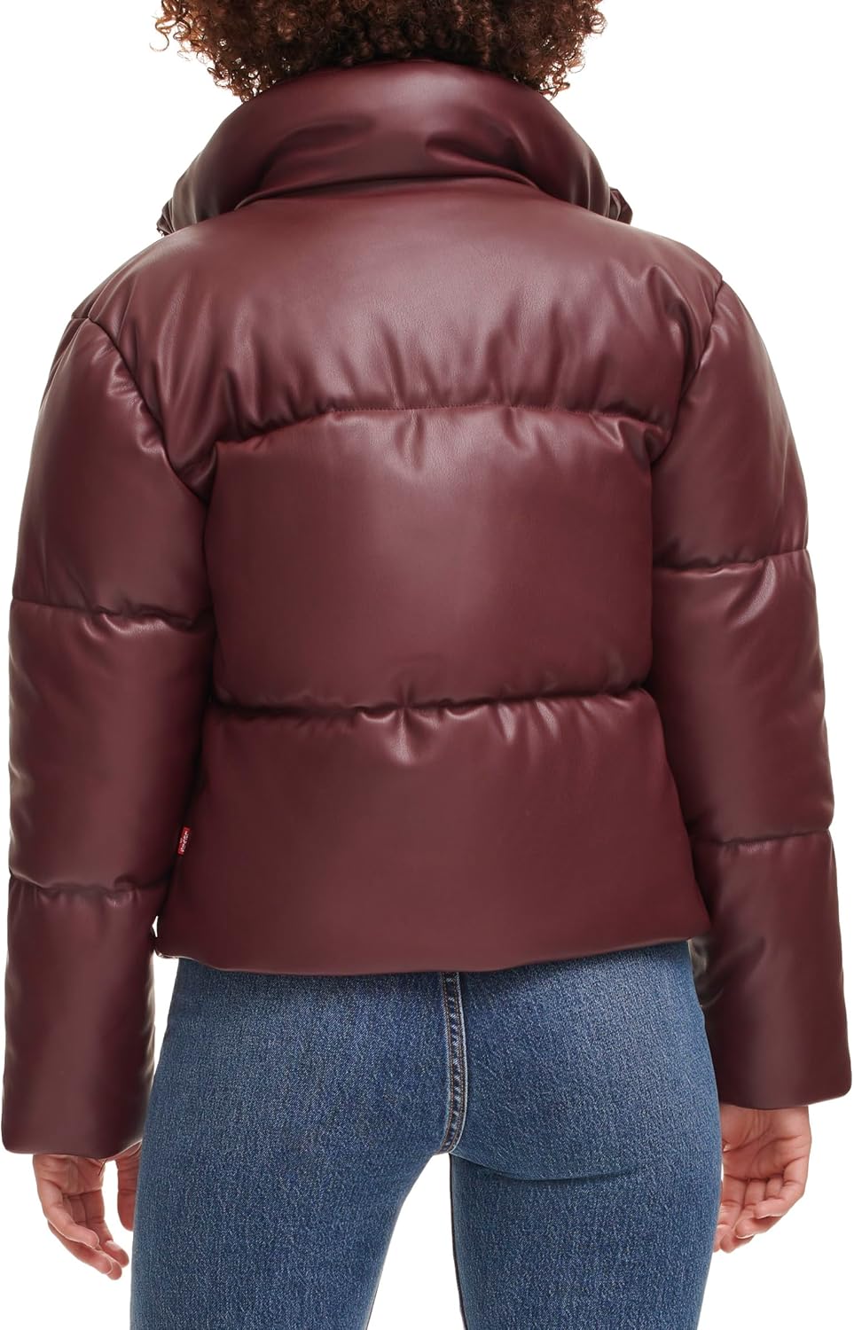 Женская стеганая короткая куртка-пуховик Levi's из веганской кожи, Dark Chocolate — фото 4