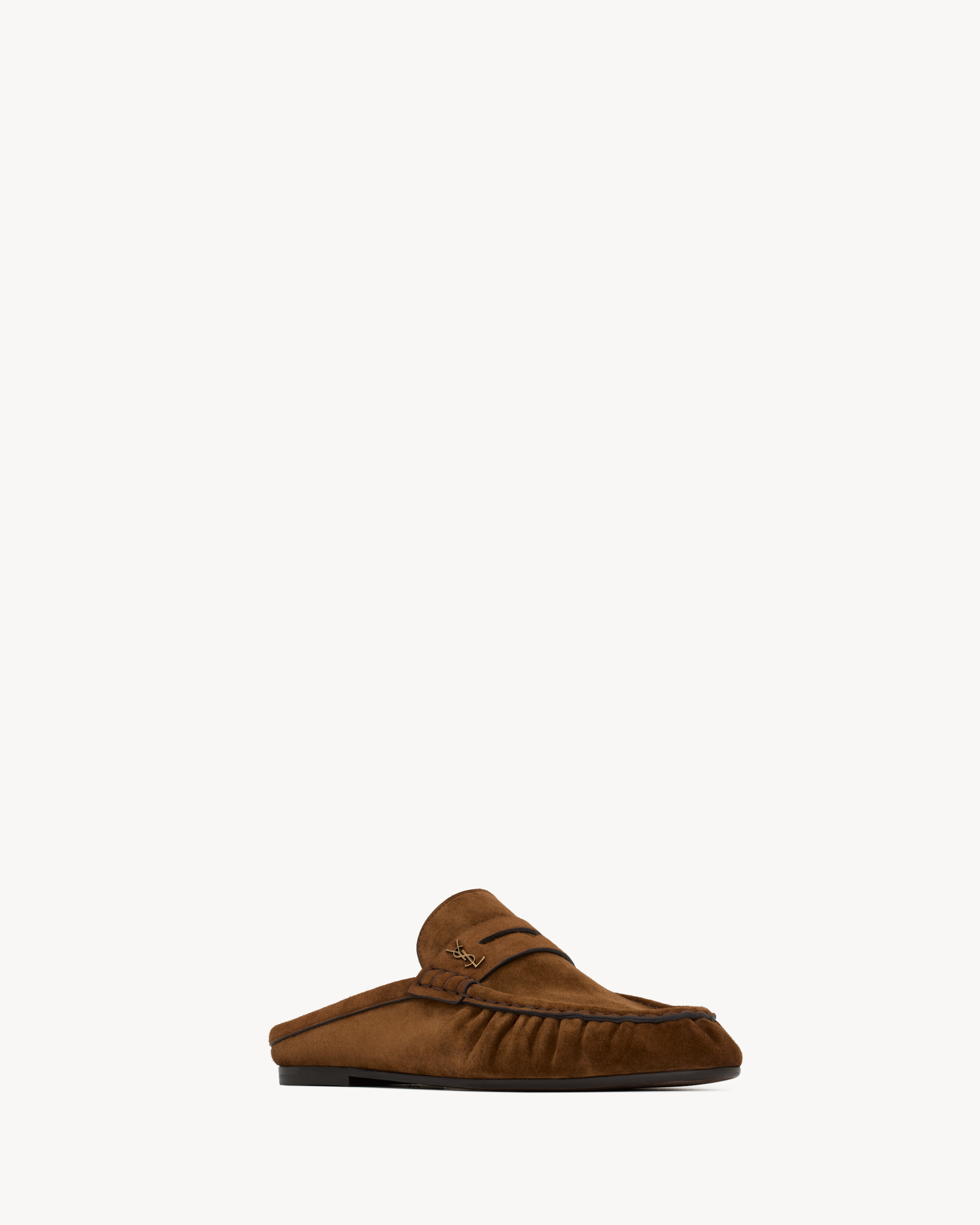 Мюли LE LOAFER из замши Saint Laurent, коричневый — фото 3