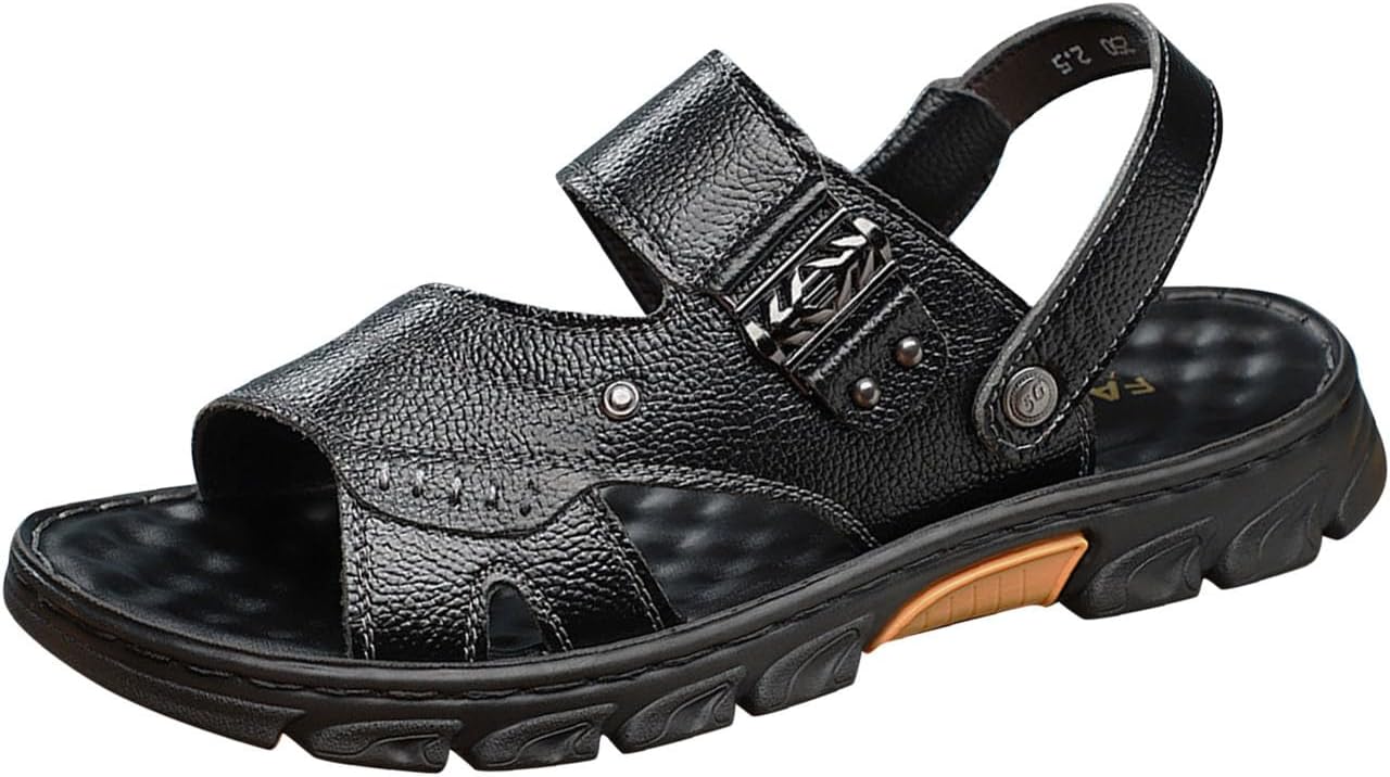 

Мужские черные летние сандалии, модные с открытым носком, кожаные сандалии с перекрестными ремешками, мягкие тапочки для тренировок Generic