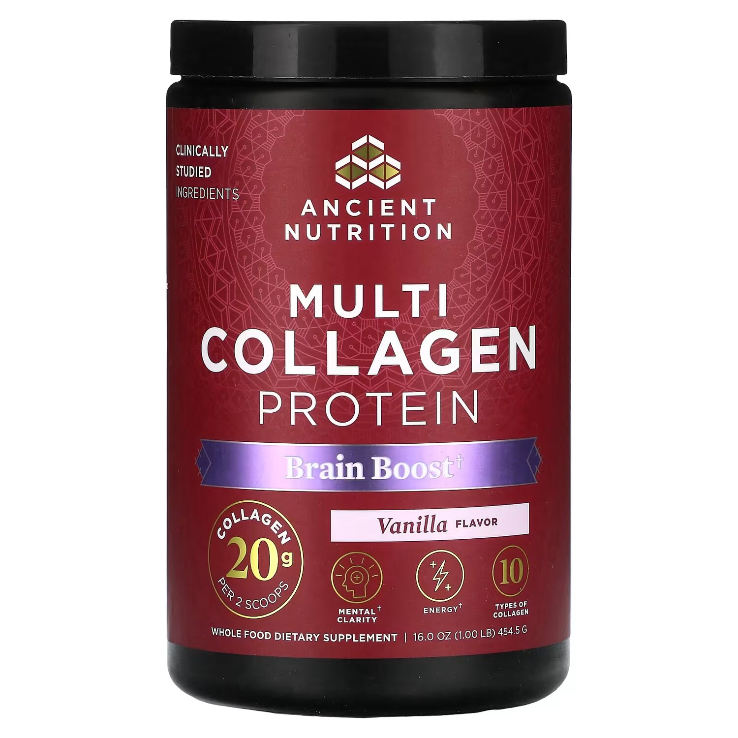 

Добавка Ancient Nutrition Multi Collagen Protein Brain Boost ванильный, 454,5 г