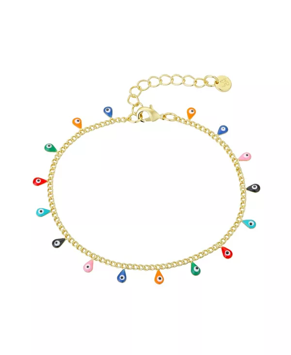 

Браслет с подвеской от сглаза из 14-каратного золота с блестящей эмалью Unwritten, gold-tone