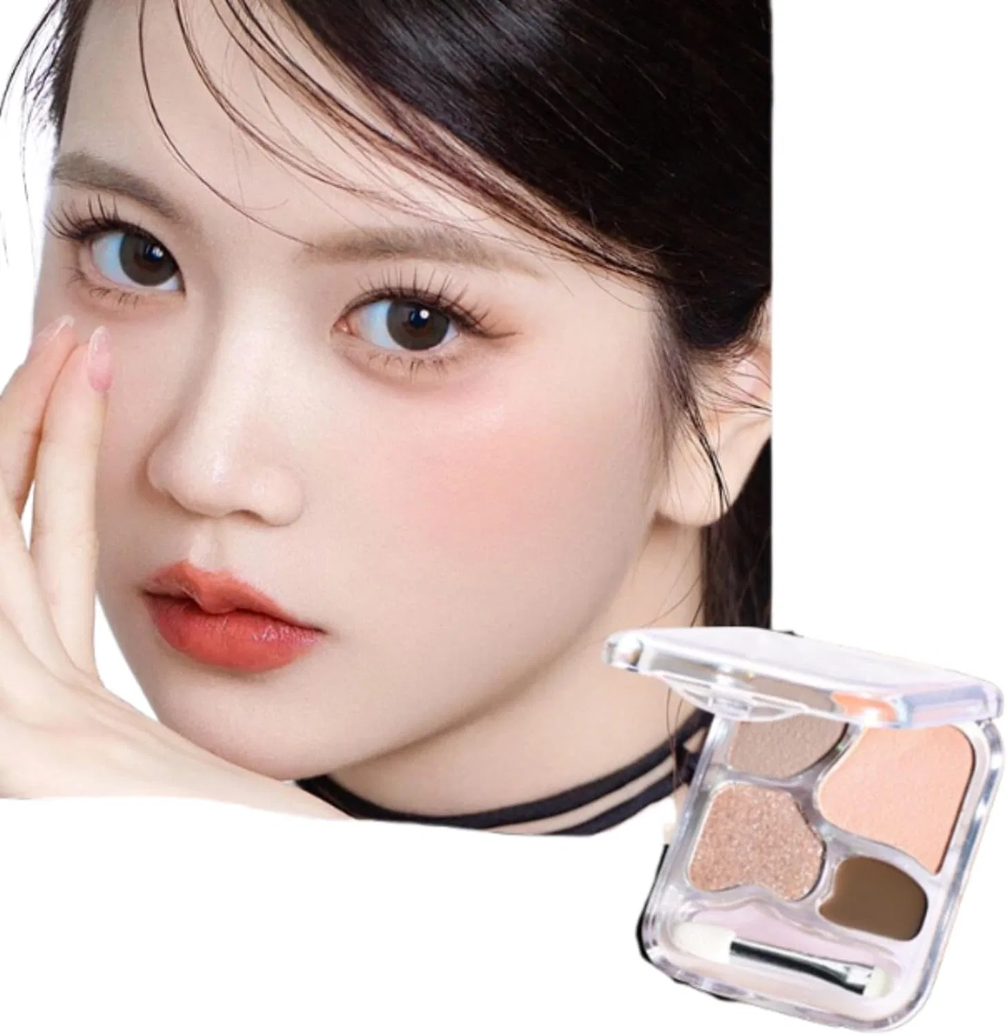 Тени для век Eyeshadow Palette 4 цвета, розовый (Salui Milk Apricot), Fushhao
