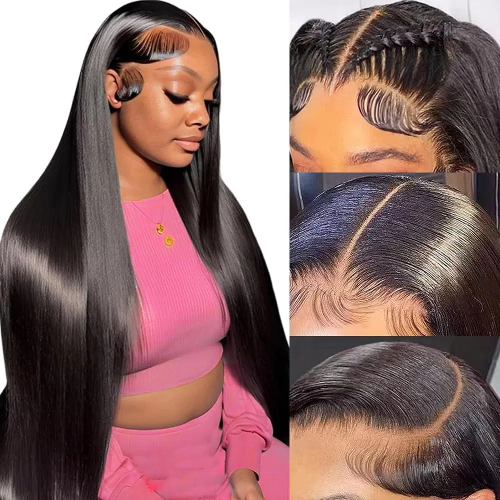 Женский прямой парик из натуральных волос HD Lace Human Hair, 46 см, 200% плотность Junemet, Natural Colour