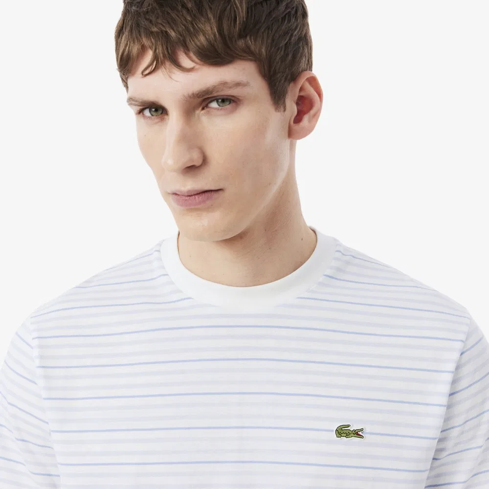 Мужская футболка в полоску Multi Stripe небесно-голубого цвета от Lacoste — фото 2