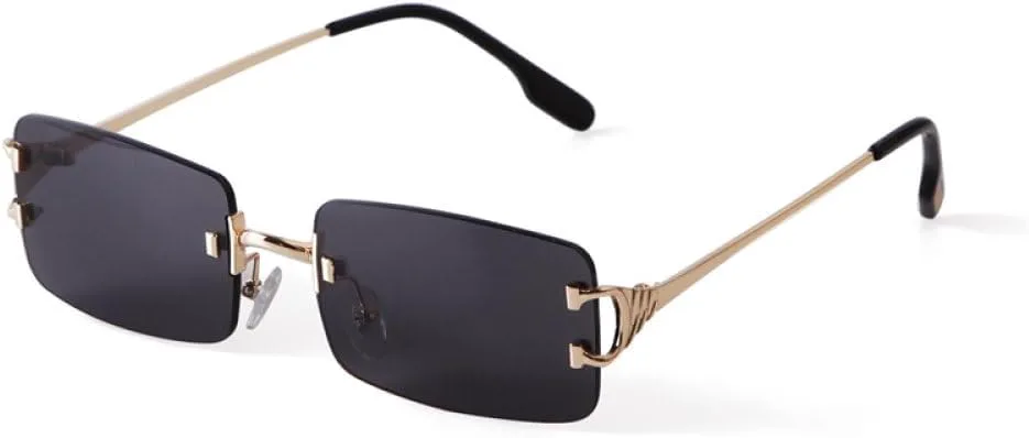 

Женские солнцезащитные очки без оправы 2027 года, с квадратными линзами, унисекс, модные, с защитой от УФ-излучения UV400, без оправы MTZJH, C7 Gold All Grey