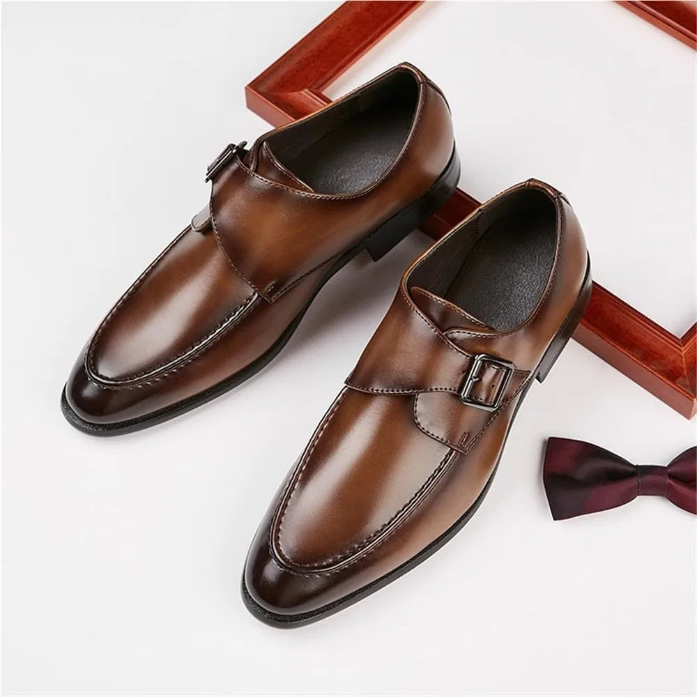 Лоферы кожаные Oxford Shoes для мужчин, коричневый UOPYNE — фото 3