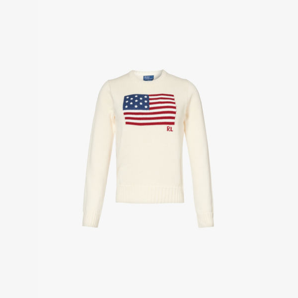 

Джемпер Polo Ralph Lauren с интарсией в виде американского флага, бежевый