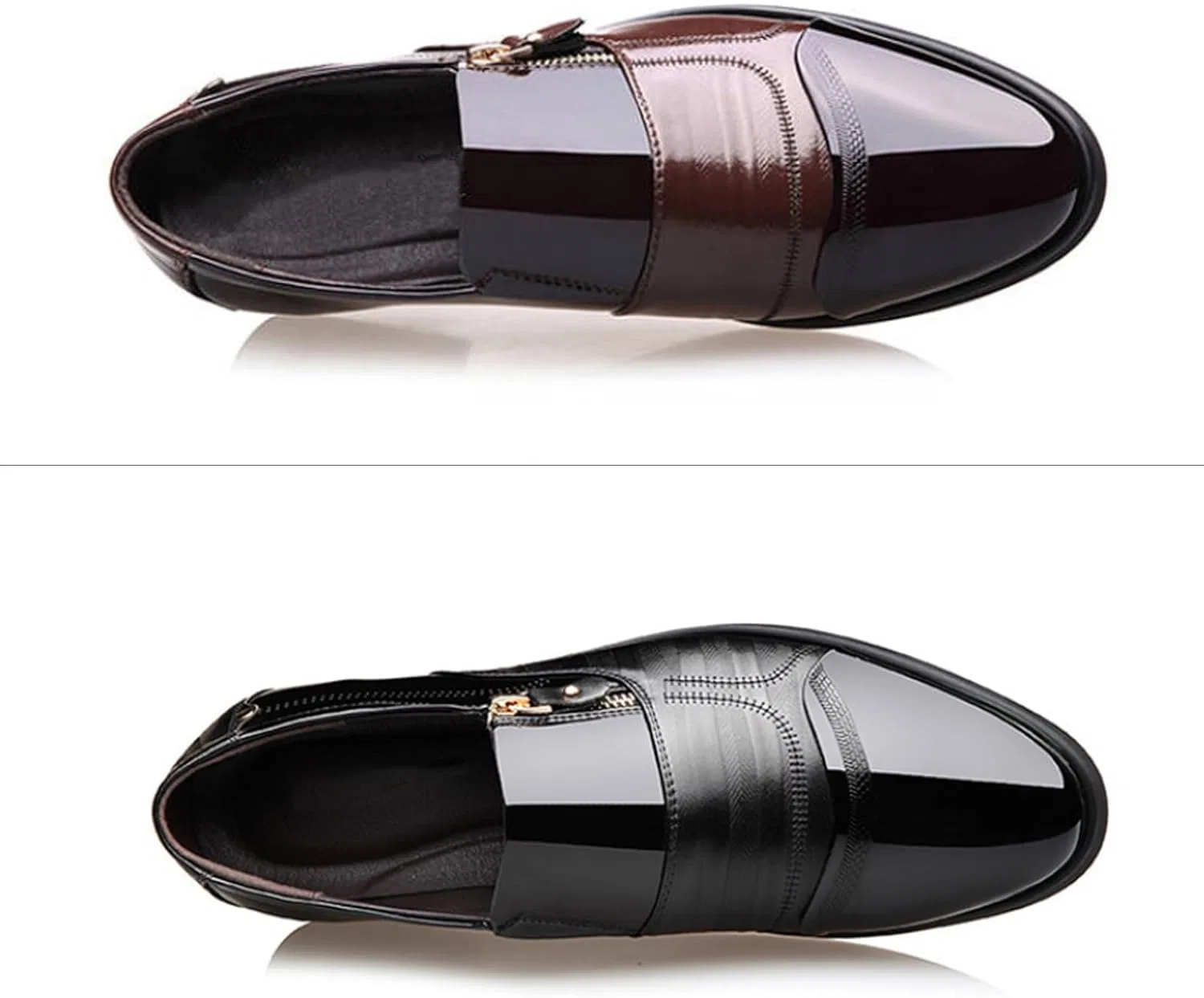 Лоферы из лакированной кожи мужские, Black AMAZIDEAL — фото 3