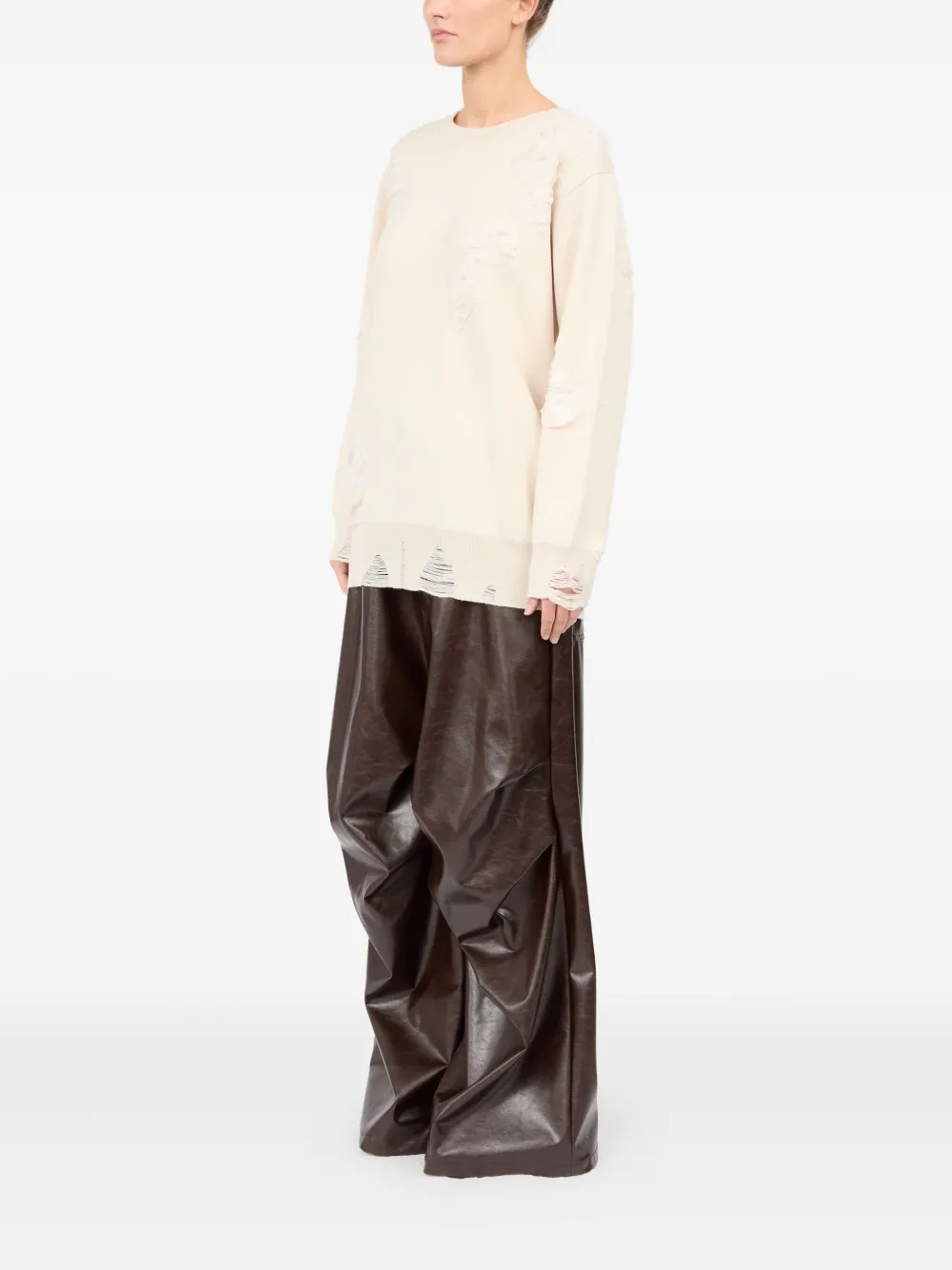 Толстовка с эффектом потертости MM6 Maison Margiela, нейтральный — фото 4