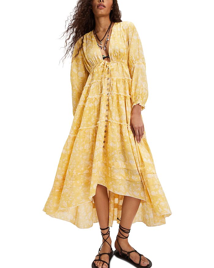 

Платье миди Pappiet с цветочным принтом Free People, желтый