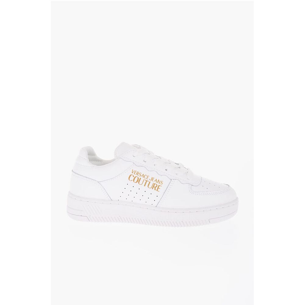 Кроссовки JEANS COUTURE из кожи MEYSSA с низким верхом и блестками L Versace, White — фото 2