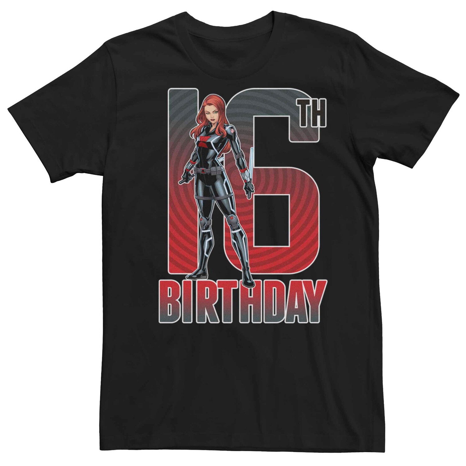 

Мужская футболка с рисунком на 16-летие Black Widow Licensed Character