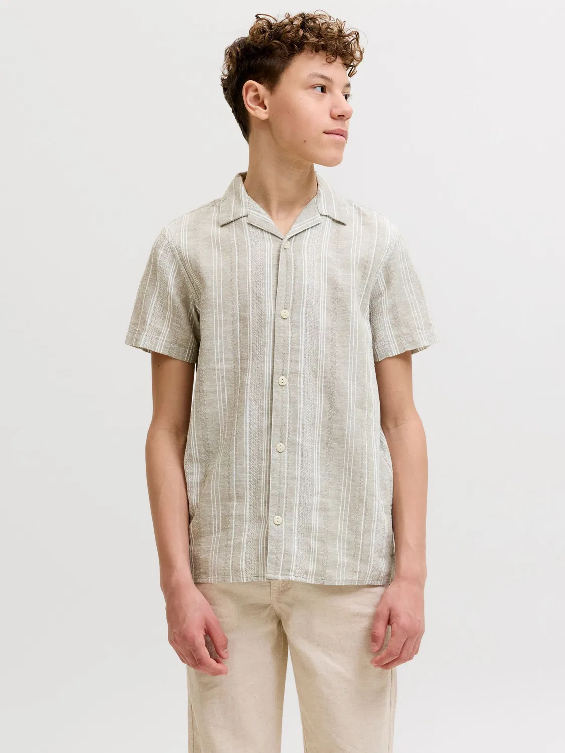 Рубашка на пуговицах стандартного кроя Jack & Jones Junior, Dark Beige — фото 3