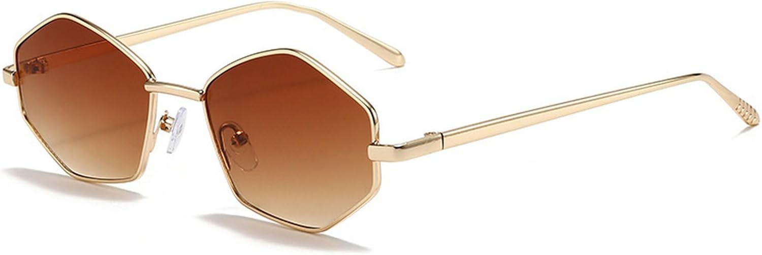 

Модные металлические шестиугольные солнцезащитные очки для женщин и мужчин, золотистые, винтажные, неправильной формы, маленькие, ретро, ​​многоугольные солнцезащитные очки mincl, C1