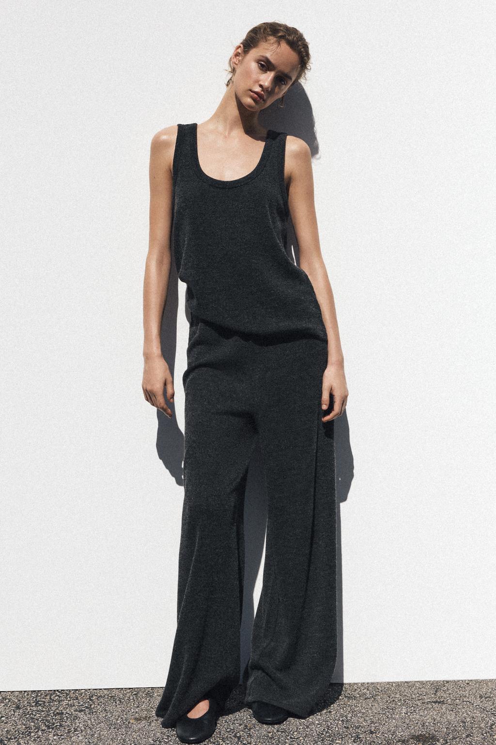 

Широкие брюки в рубчик ZARA, серый марл