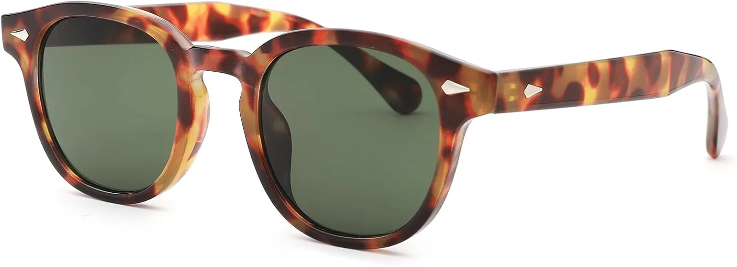 

Солнцезащитные очки Pro Acme Vintage Retro круглые для женщин и мужчин, модные, с тонировкой, цветные, с защитой от УФ-излучения UV400, 55 мм, Leopard / Green