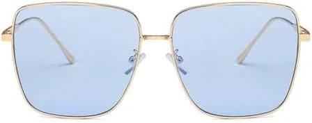 

Модные солнцезащитные очки для женщин, квадратная оправа из сплава, ретро-стиль, кристально чистые зеленые солнцезащитные очки для женщин MTZJH, Gold-blue