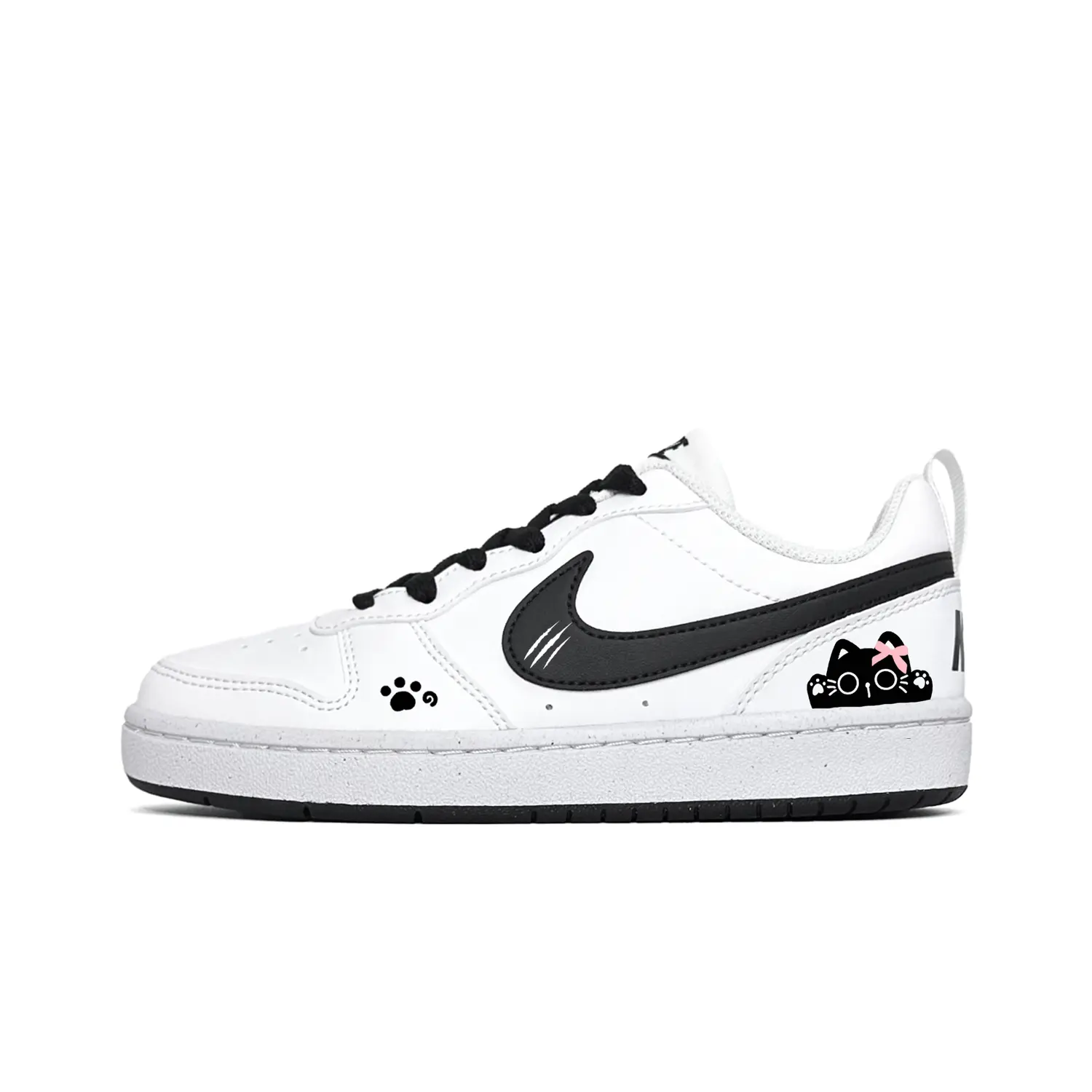 

Nike Детские противоскользящие и износостойкие низкие кроссовки для скейтбординга Court Borough, черные и белые, для подростков