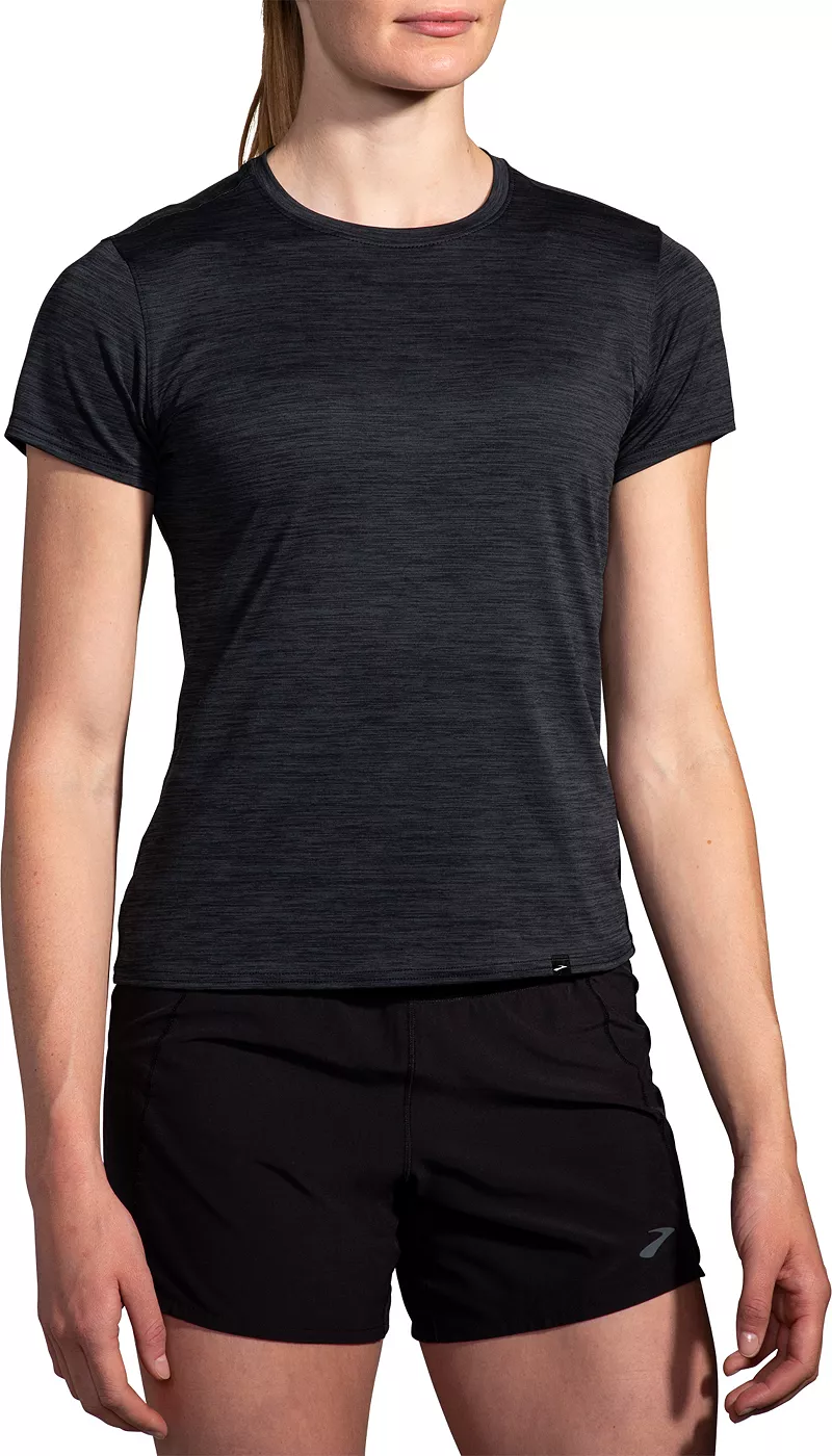 

Роскошная женская футболка Brooks с коротким рукавом, цвет Heather Deep Black