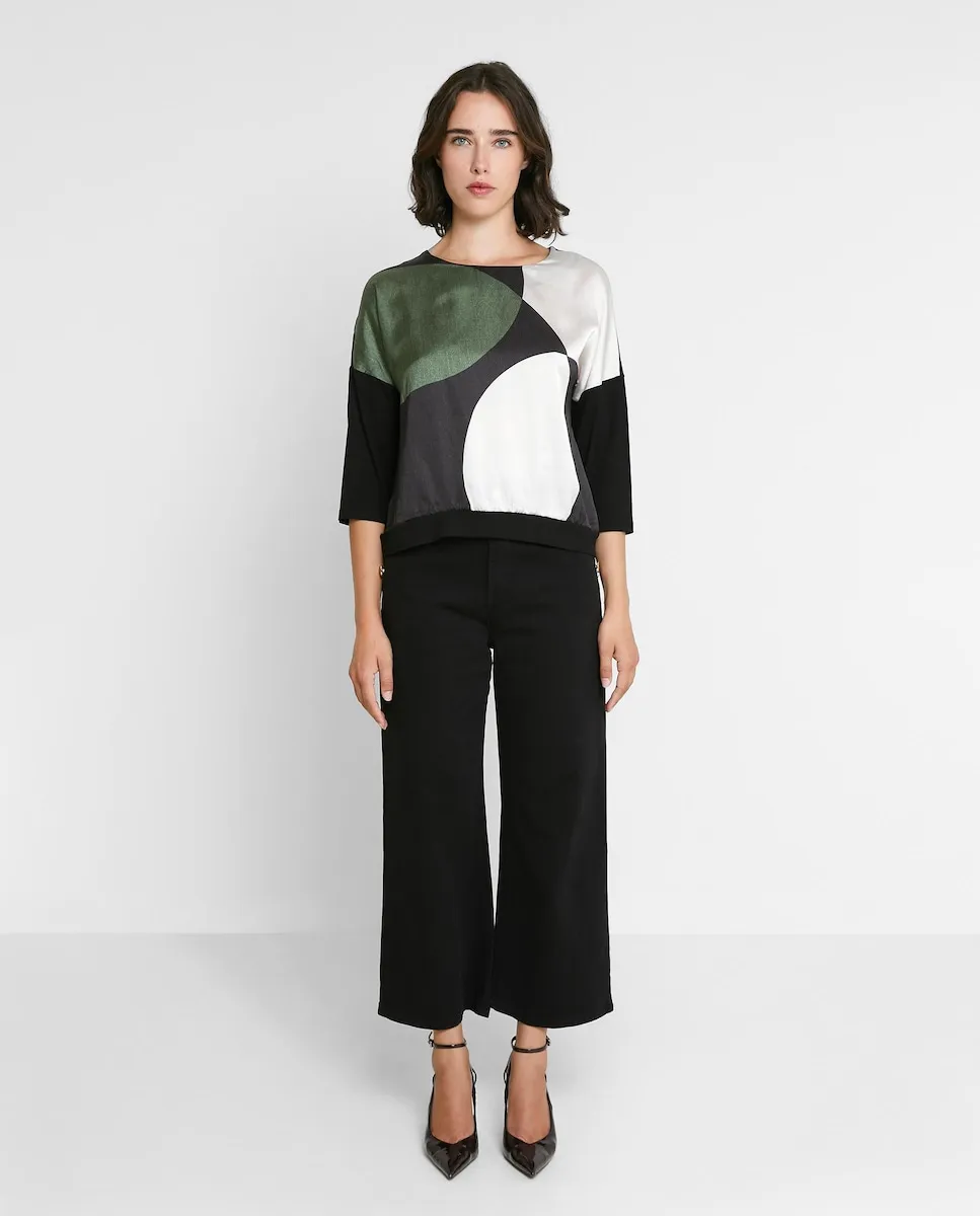 

Женская футболка с принтом и рукавом три четверти Trucco, черный/белый