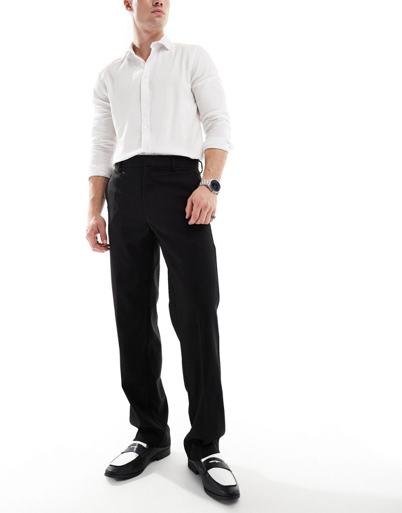 

Черные элегантные прямые брюки ASOS DESIGN