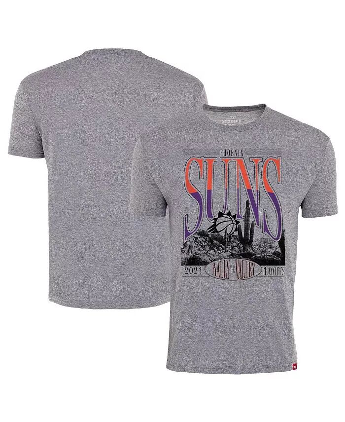 

Мужская и женская футболка цвета Heather Grey Phoenix Suns NBA Playoffs 2023 Rally The Valley Tri-Blend Sportiqe, серый