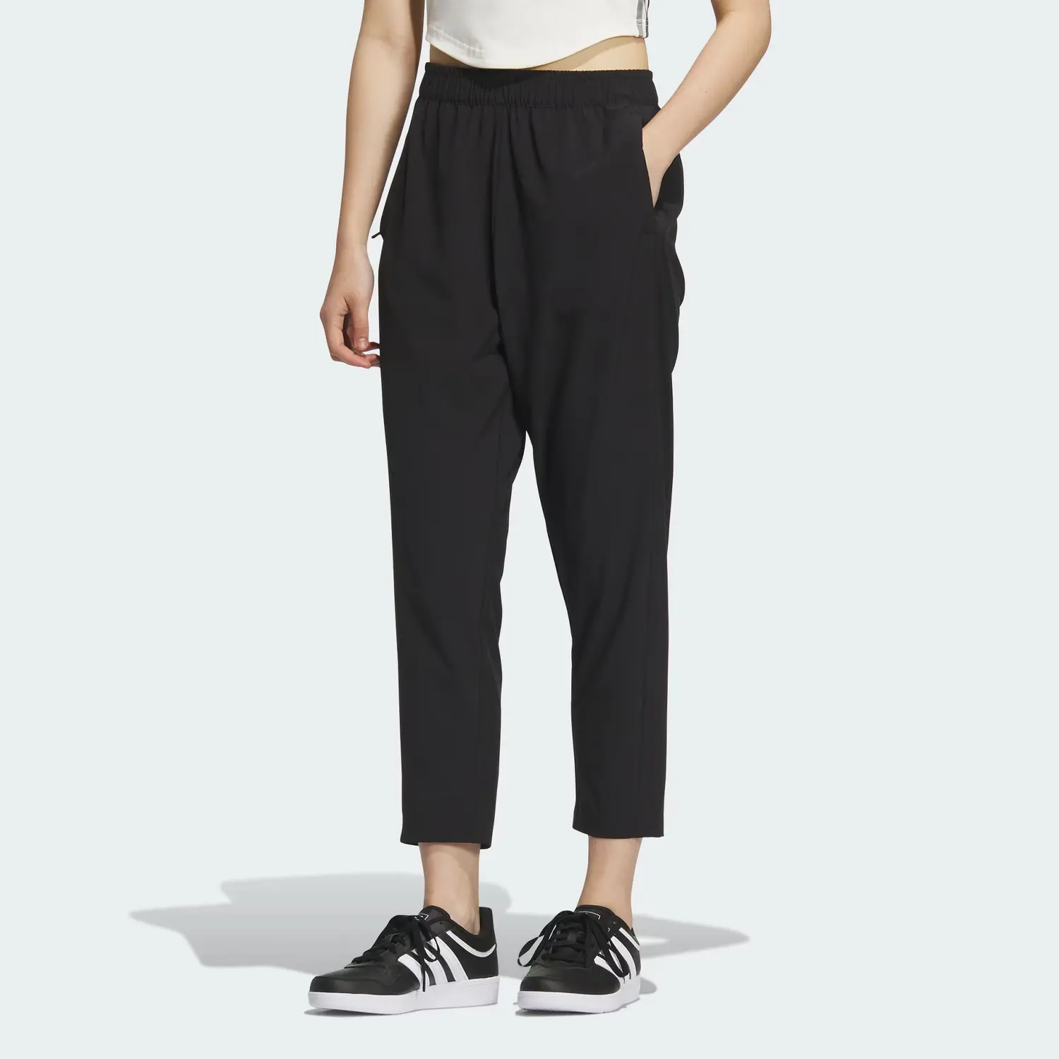 Adidas Климакул 7/8 тянущиеся трикотажные брюки вязаные спортивные штаны women's black — фото 3