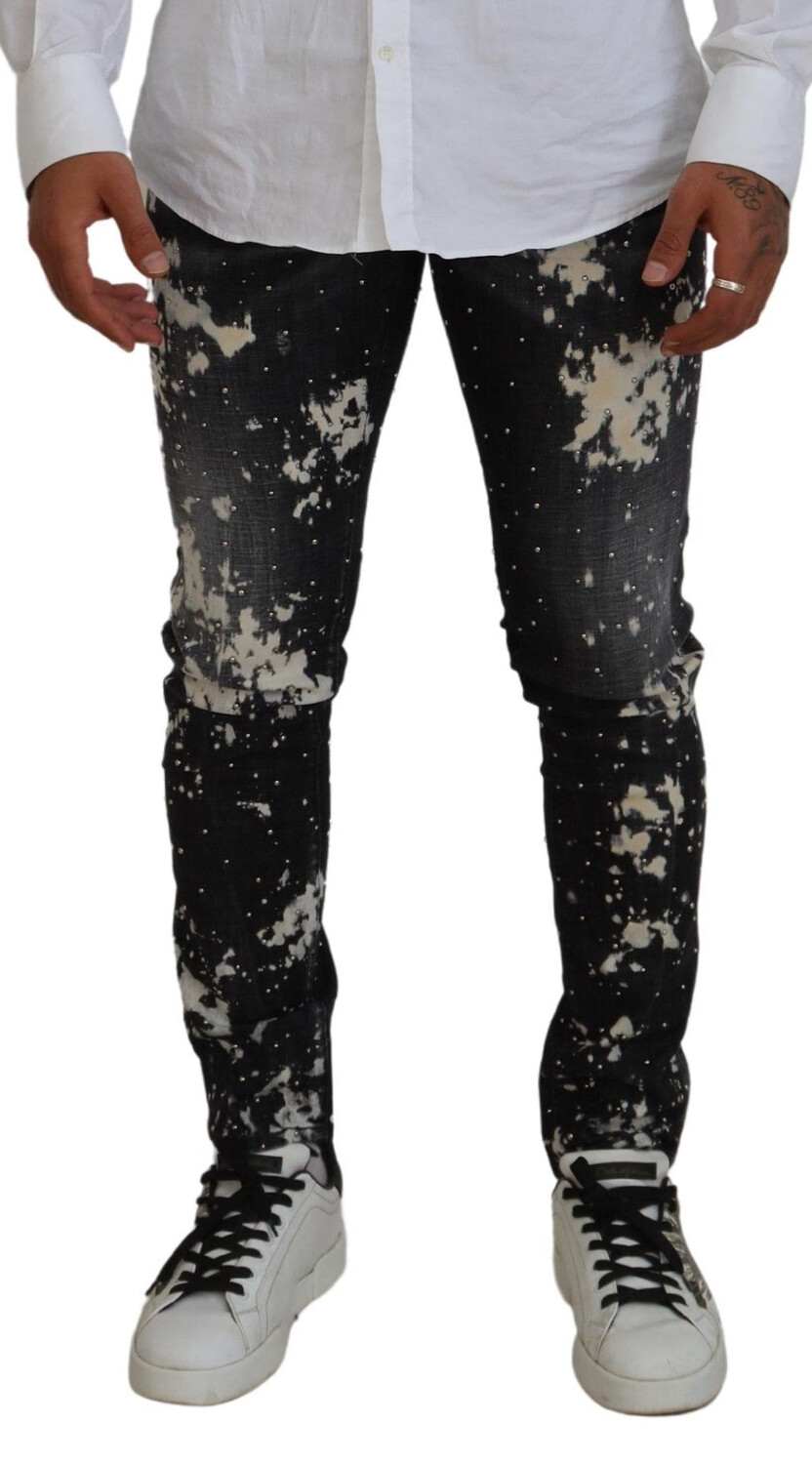 

Dsqua² Повседневные синие мужские джинсы Washed Color Splash DSquared, черный