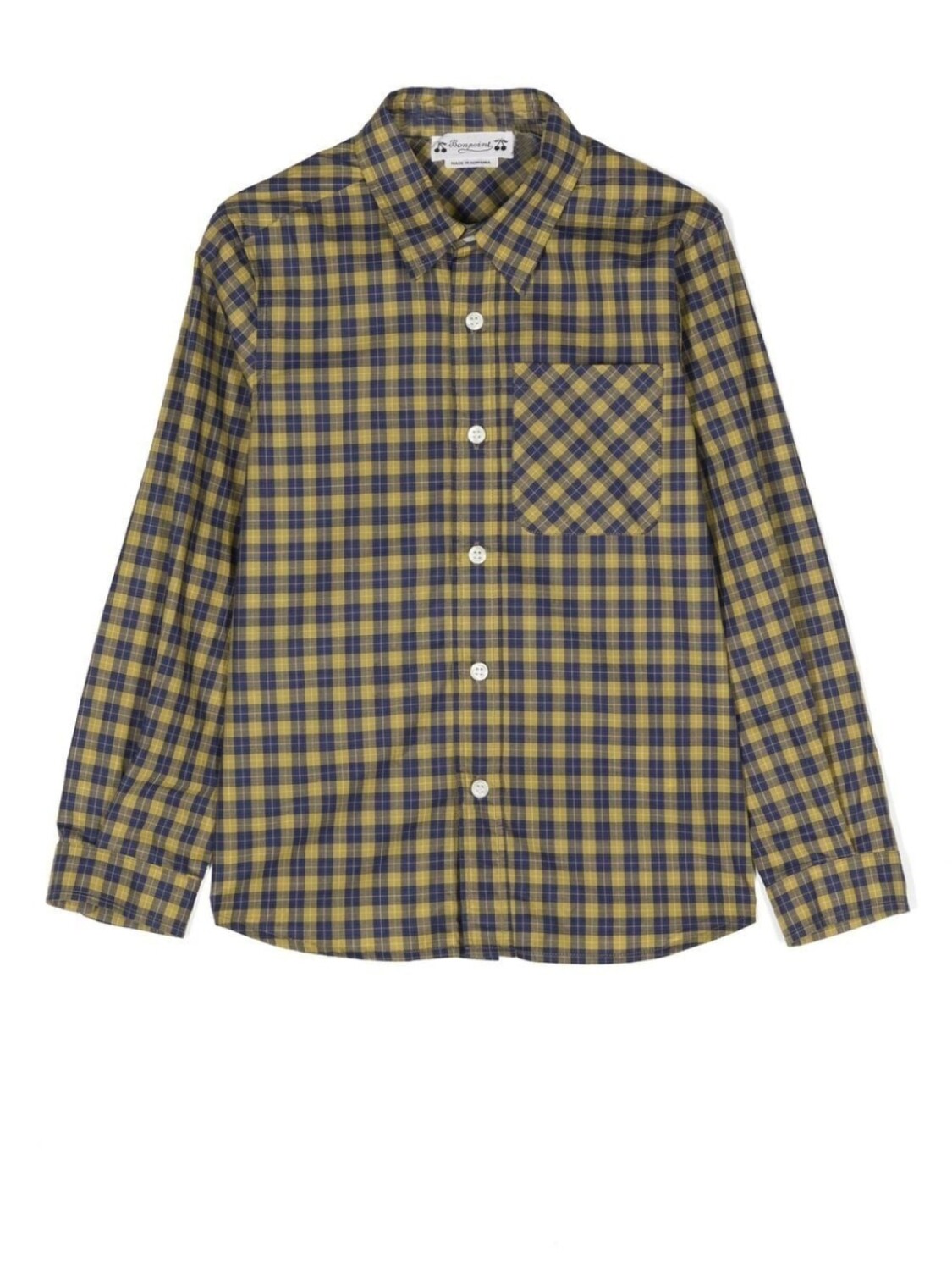 

Bonpoint check long-sleeved shirt, зеленый