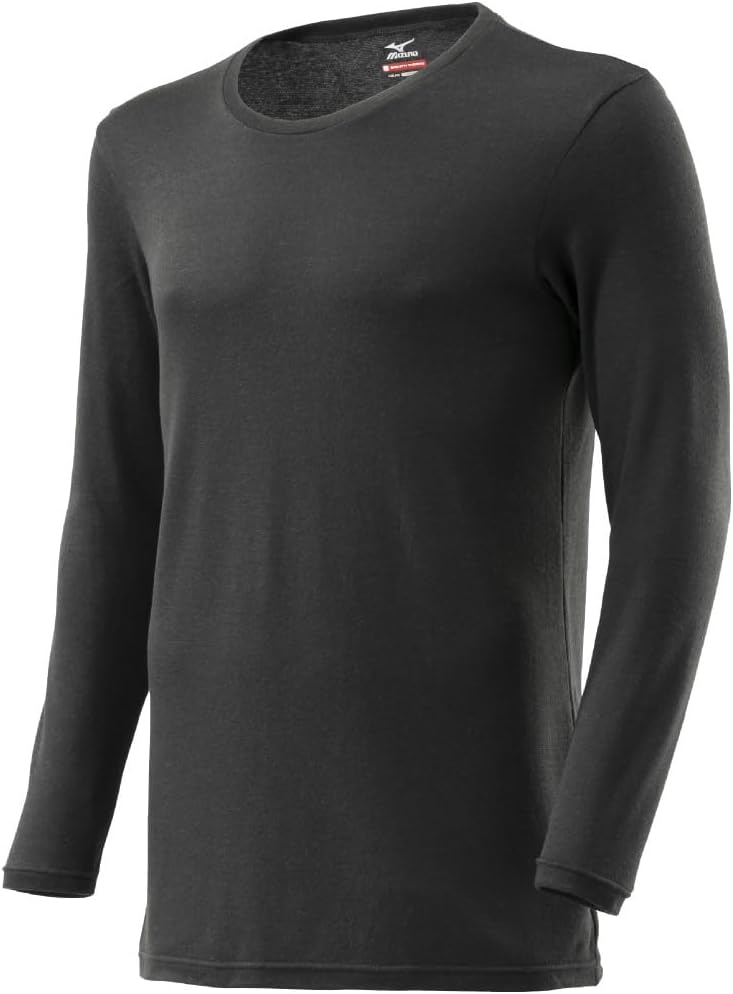 

Мужское термобелье MIZUNO Breath, материал, выделяющий тепло, средней толщины, мягкое, подходит для повседневного использования, футболка с длинными рукавами и круглым вырезом, C2JAA621, черный