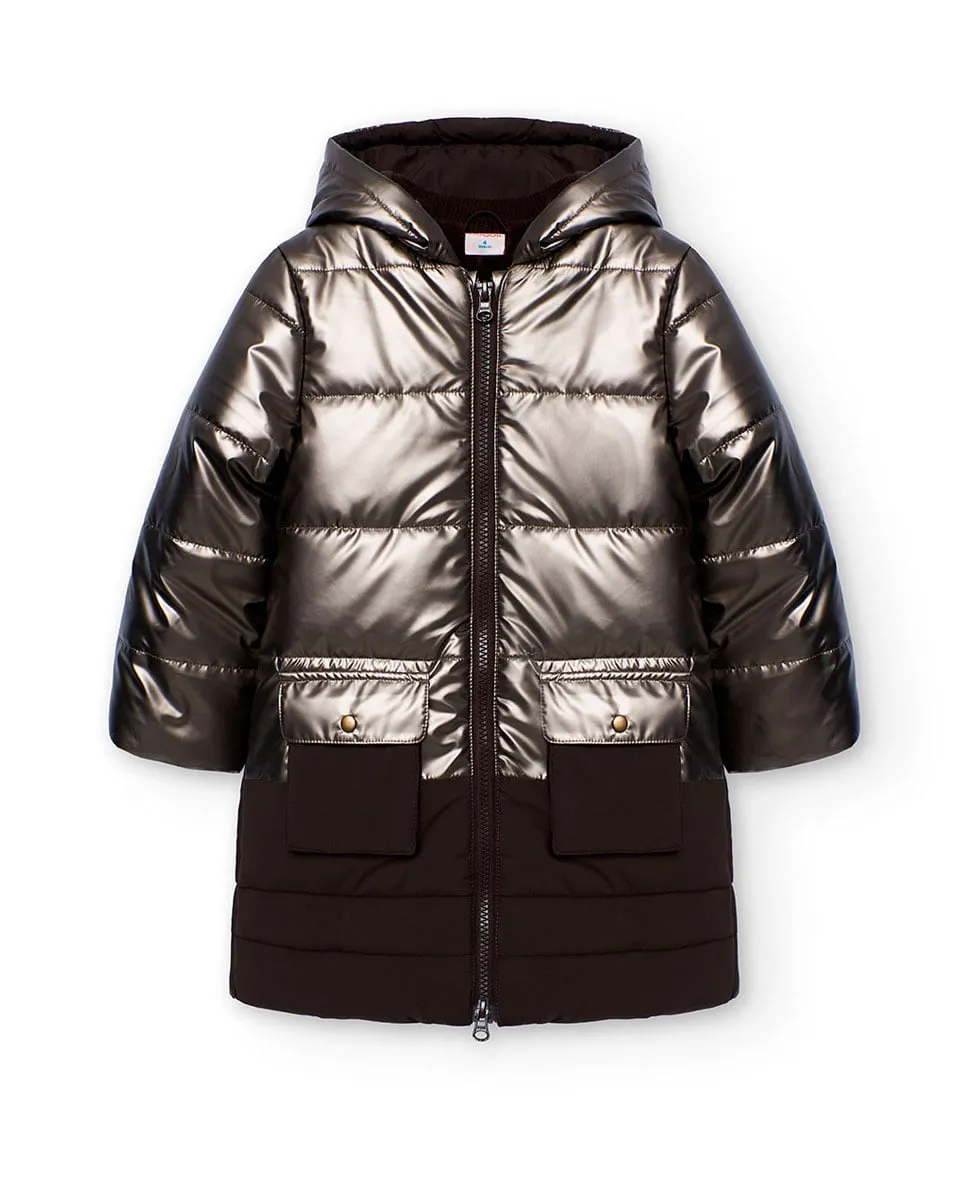 

Длинная детская парка с капюшоном и внешними карманами Boboli, коричневый