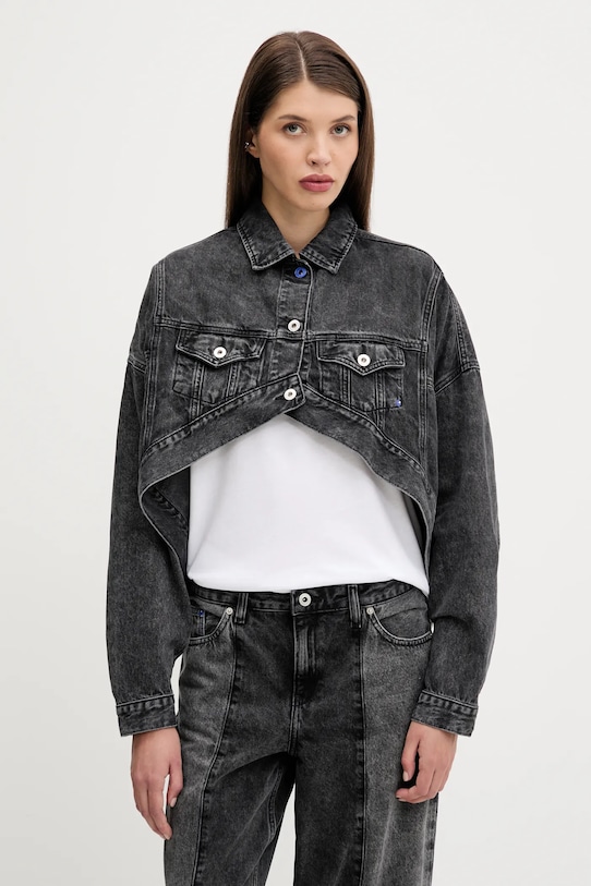 

Джинсовая хлопковая куртка Karl Lagerfeld Jeans, черный