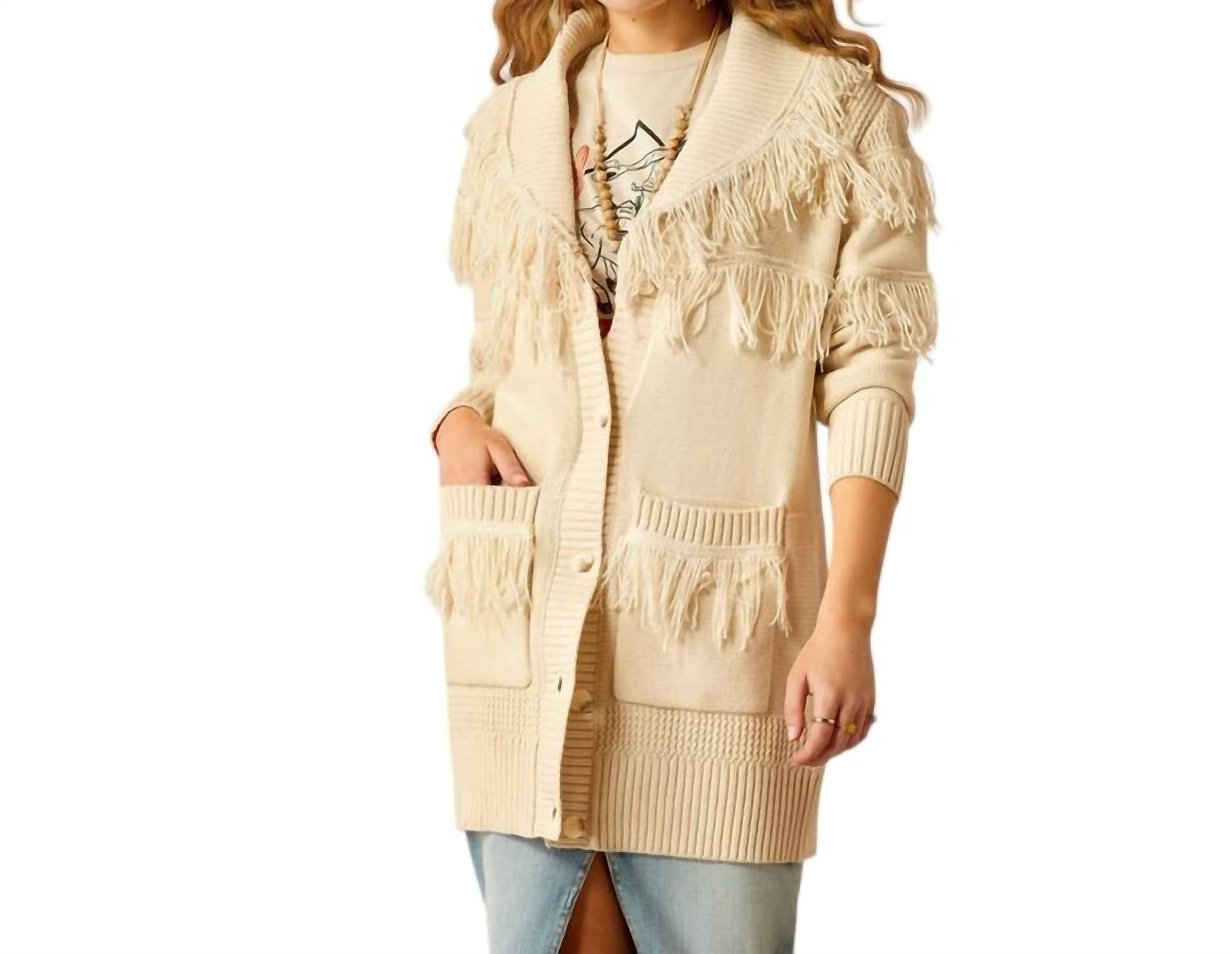 

Женский свитер Luz Fringe в летнем песочном цвете ARIAT, цвет summer sand