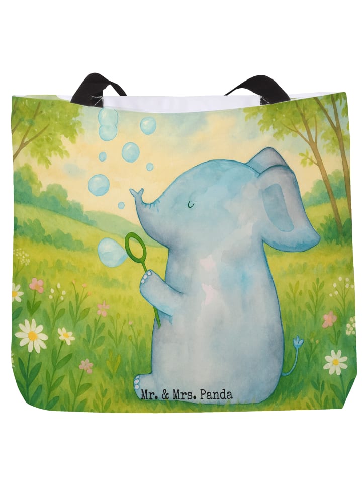 

Mr. & Mrs. Panda Сумка-шоппер с изображением слона и мыльных пузырей, выполненная в белом цвете (без надписи)
