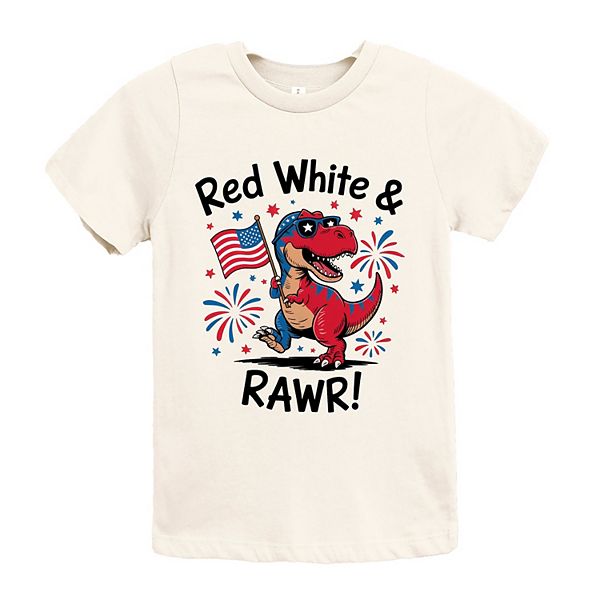

Футболка с коротким рукавом для детей red, white and rawr The Juniper Shop, Cream