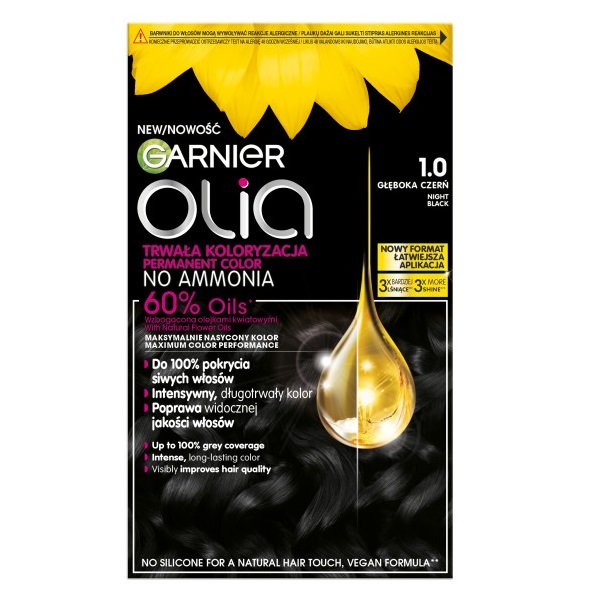 

Краска для волос Garnier Olia, насыщенный черный 1.0