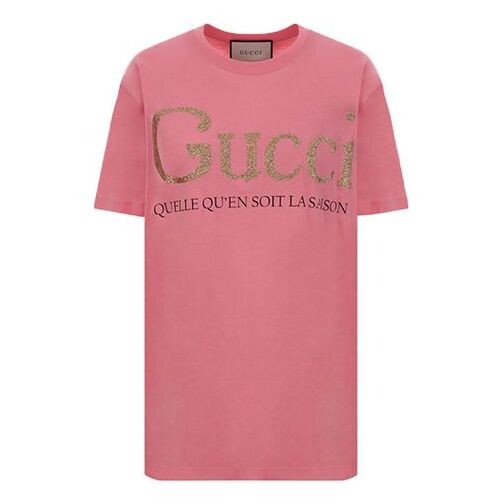 

Футболка bronzing alphabet short sleeve pink t-shirt Gucci, розовый