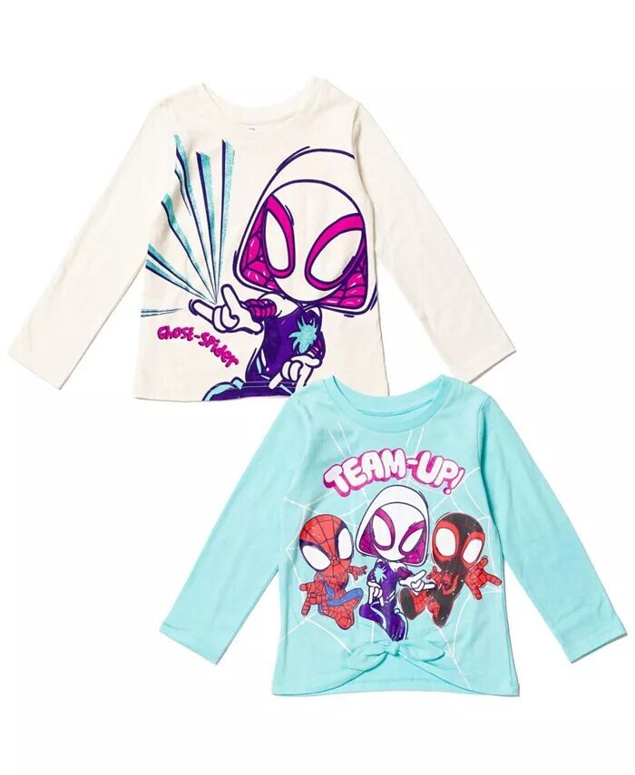 

Набор из 2 футболок Girls Spidey and His Amazing Friends Spider-Gwen Ghost Spider Miles Morales Marvel, мультиколор
