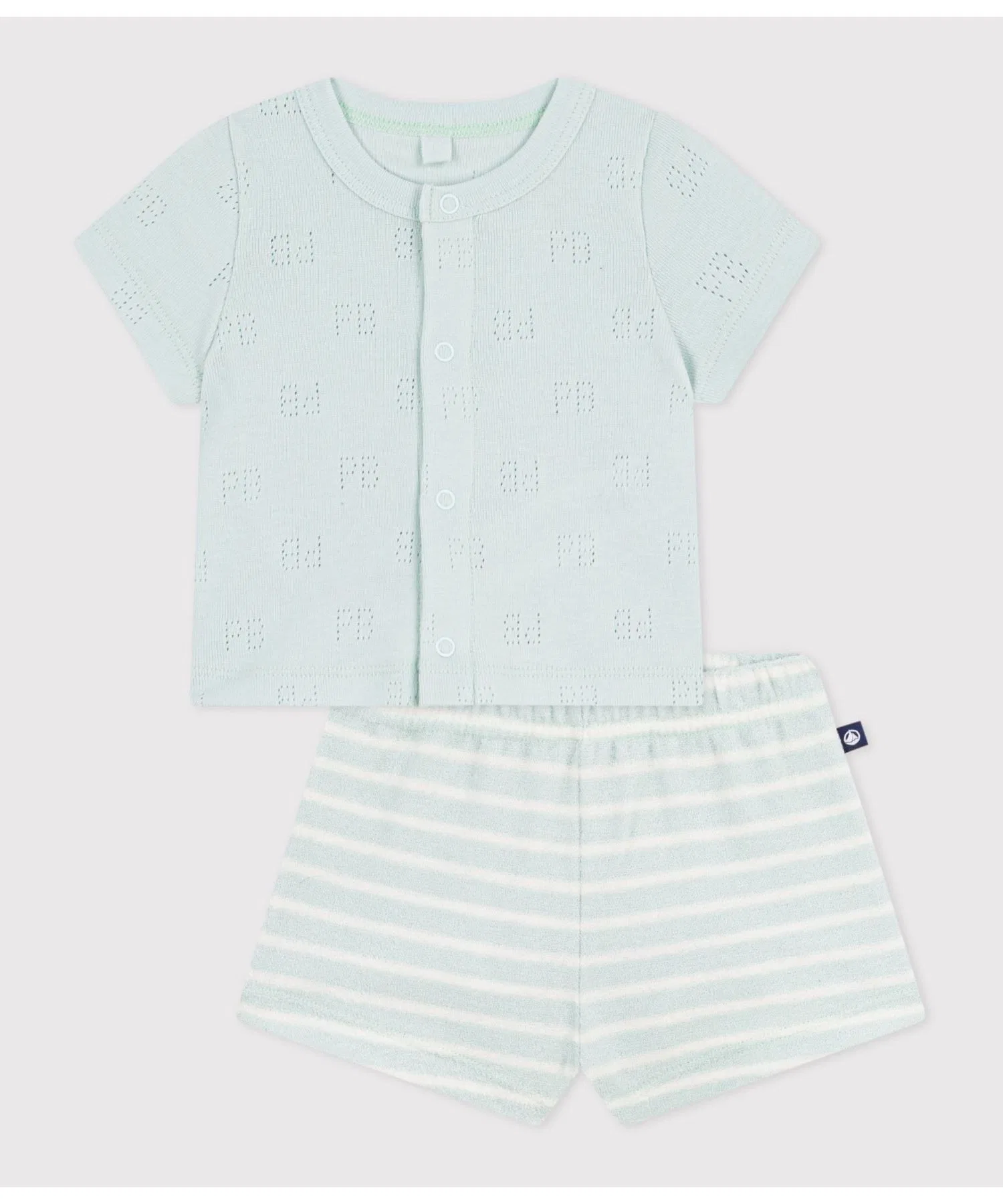 Детский комплект из хлопка Petit Bateau белый с зелёным