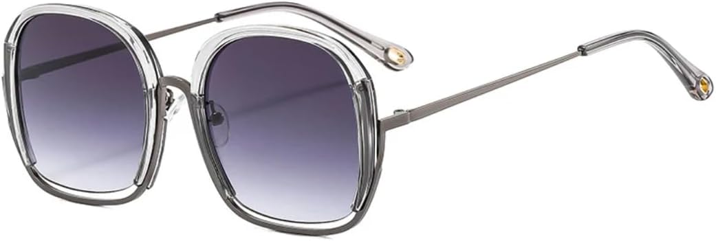 

Модные женские солнцезащитные очки в металлической квадратной оправе для активного отдыха, мужские роскошные очки для вождения и путешествий с защитой от УФ-излучения UV400 TVTBBVV, Gray Gray