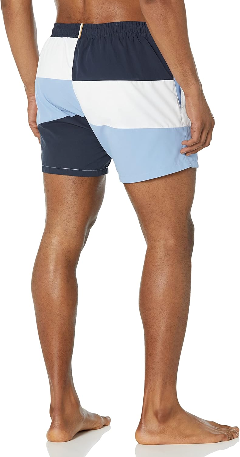 Плавки-шорты BOSS Men's Standard Court Color Block, Night Sky Blue/Bright Alabaster/Soft Blue — фото 2