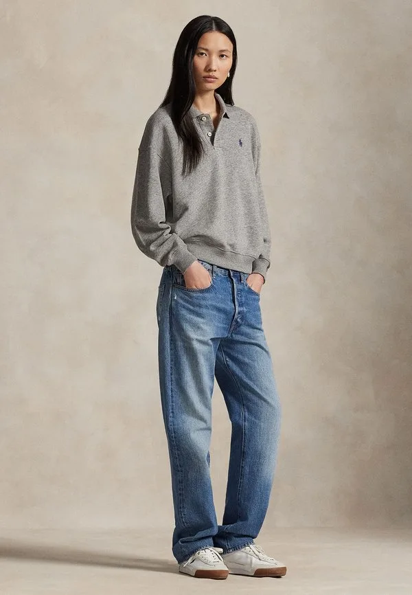 Легкая флисовая толстовка-поло с длинными рукавами Polo Ralph Lauren, Dark Vintage Heather — фото 2
