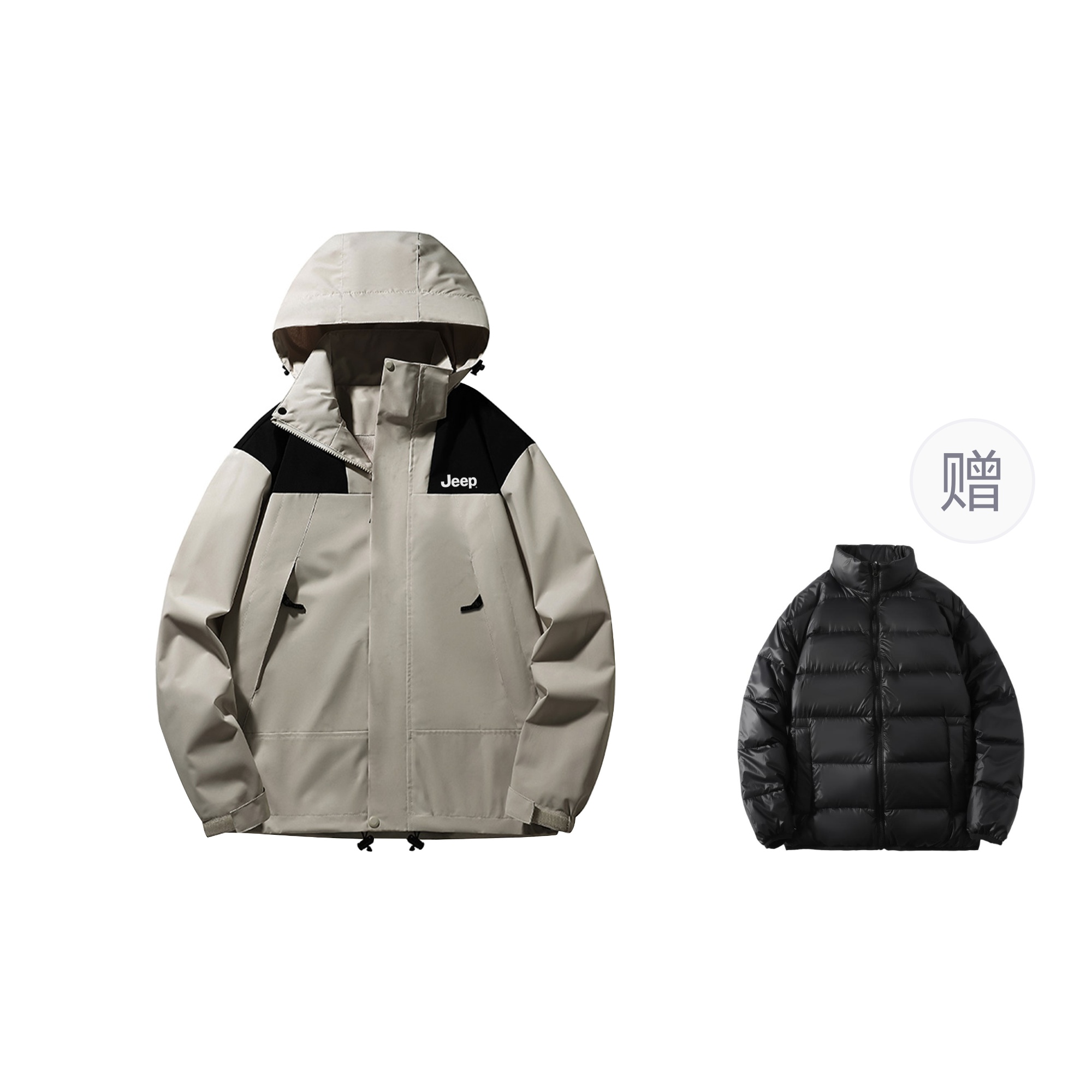 

Jeep Ветрозащитная непромокаемая дышащая утепленная куртка унисекс, Khaki[with Down Liners]