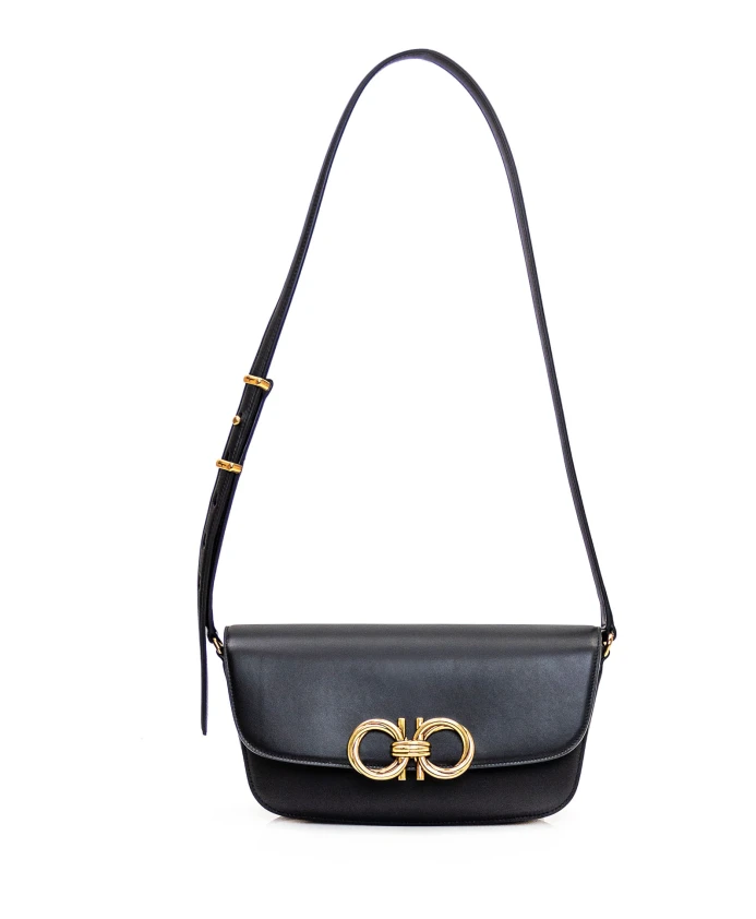 

Сумка на плечо с клапаном трапецией Salvatore Ferragamo, черный