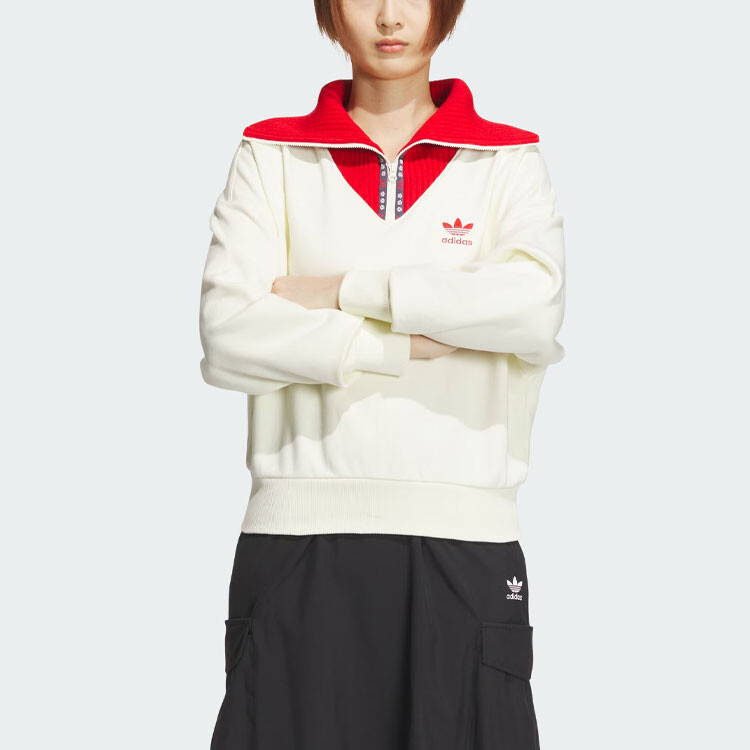 СОВМЕСТНАЯ МОДЕЛЬ FEIFEI RUAN Толстовка женская цвета слоновой кости и белого цвета Adidas Originals — фото 2