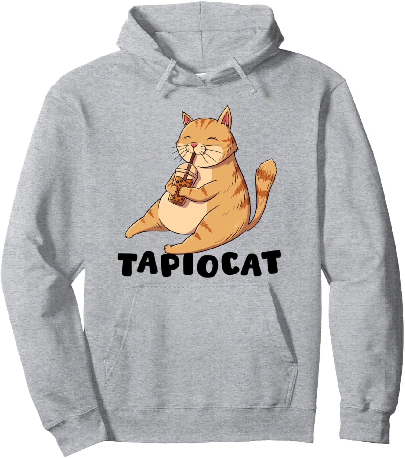 

Толстовка с капюшоном в стиле «Каваи» с изображением кота и жемчужными шариками для чая боба, серая, размер S Boba Tea Gifts